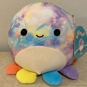 Squishmallow Pedi Rainbow Galaxy Tie‎ Dye Octopus 8"